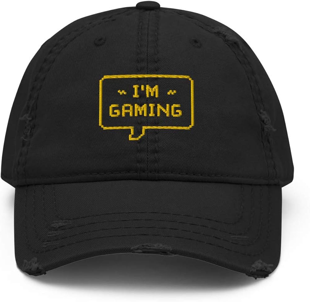 Do Not Disturb I'm Gaming Hat, Funny Gamer Distressed Dad Hat Black at
