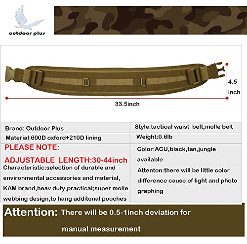 Tactical Battle Belt MOLLE Waist -Belt for Military Equipment and Outdoor Sports