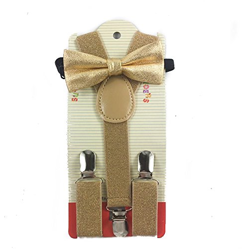 New Style Toddler Kids Boys Girls Child Suspender Bow Tie (metallic gold)