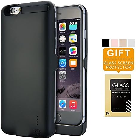 iPhone 6 6s Battery Case LINKPAL 5800mAh Polymer Battery 2.5hrs Fast Recharge Rate battery Charger Charging Case Battery Pack Charger Case , 200% Extra Battery (5800mAh-Black)