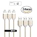 NetDot 3 Pack 2nd Generation 1M/3.3FT Nylon Braided USB2.0 Fast Charging & Sync Magnetic Cable Compatible with i-Product (3.3ft / 3 Pack Gold)