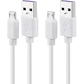 USB to Micro USB Cable White 3ft, Old Android Phone Charger Cord, 2-pack | 3 Foot MicroUSB Type B Charging Cable
