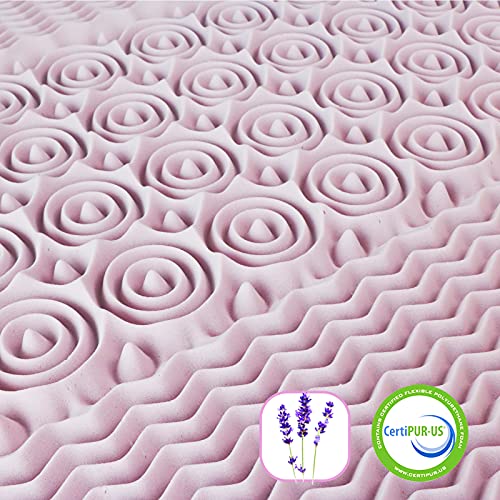 Lauraland 2Inch Mattress Topper King, 5 Zone Lavender Memory Foam