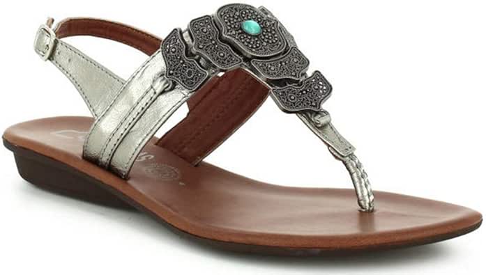 Amazon.com | Nomadas Adult Pewter Silver Buckle Closure Flip Flop Trendy Sandals 6-10 Womens 