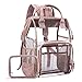 LOKASS Large Clear Backpack Transparent Multi-pockets Backpacks/Outdoor Backpack Fit 15.6 Inch Laptop Safety Travel Rucksack with Rose Gold Trim-Adjustable Straps & Mesh Side(Rose Gold)