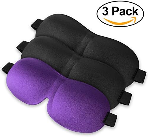 VCOO 3 Pack Sleep Mask, Super Soft, Lightweight &amp; Comfortable Sleeping Mask Adjustable 3D Sleep Eye Mask for Sleeping, Travel, Shift Work, Naps - Best Night Blindfold Eyeshade for Men Women