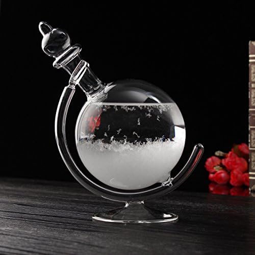 Aissimio Globe Shape Storm Glass Crystal Weather Forecaster Bottle Meteorological Display Bottle Creative Glass Crafts Home Decoration Christmas Gift 17.5x8cm