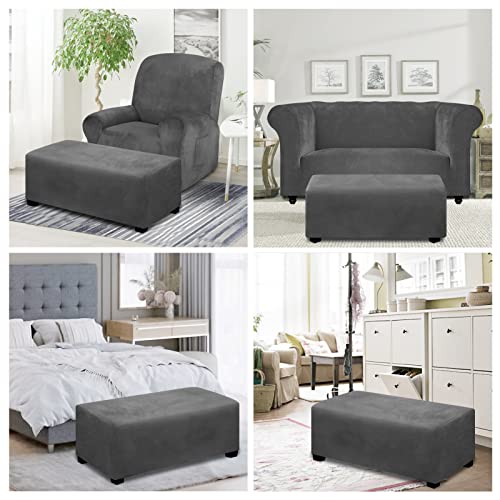 EasyGoing Velvet Stretch Ottoman Cover Rectangle Folding Storage