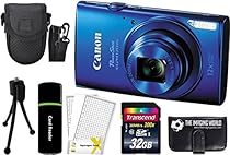 Canon PowerShot ELPH 170 IS 20.0MP Digital Camera (Blue) + 32GB Card + Reader + Case + Accessory Bundle