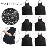 GNYO 6 PCS Waterproof Aprons for Women Men Black Kitchen Apron with 2 Pockets Bib Aprons Bulk for Cooking BBQ Baking Crafting Restaurant