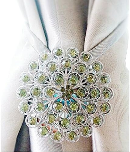 Nanami Chic One Pair Diamond-mounted Curtain Buckle Curtain Attraction Appliance Buckle Magnetic Curtain Tieback Creative Diamond Curtain Bind (Green Diamond)