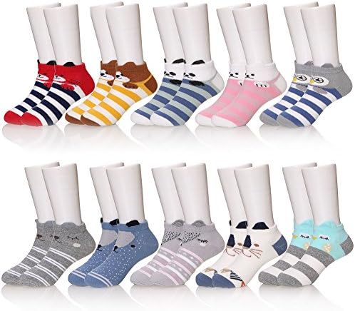 KAKAYAO 10 Pairs Baby Kids Girls Boys Toddler Soft Breathable Cute Crew Cotton Socks