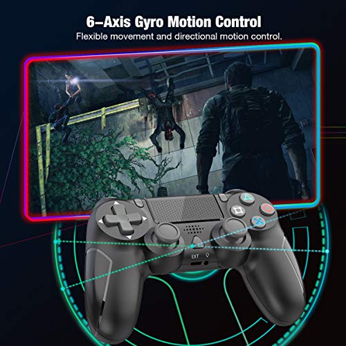 Wireless Controller for Playstation 4, Y-Team 1000mAh Game Controller for PS4 Gamepad Remote Joystick with Dual Vibration, Gyro, 3.5mm Headset Jack, Speaker, LED, USB for PS4/Pro/Slim/PC/Laptop(Black)