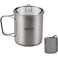 Lixada Titanium Pot, Camping Pot Titanium Cup Tianium Backpacking Pot with Partable Foldable Handles for Outdoor Camping Hiki
