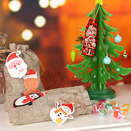 HANSGO Christmas Jute Burlap Bags, 16PCS Small Craft Bags Gift Treat Candy Bags Reusable Burlap Bags with Drawstring for Xmas Party Favor Wedding Supplies