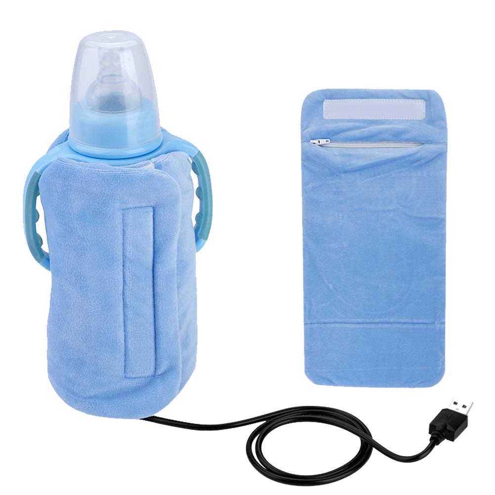 USB Electronic Baby Warmer, Insulation Bag with Zipper Design, Detachable Portable Milk Heater, Constant Temperature Heating (Blue)