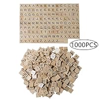 XADP 1000 Wooded Scrabble Tiles Letter Tiles Wood Pieces,10 Full Sets of 100 Letters,Great for Crafts, Pendants, Spelling,1000 PCS