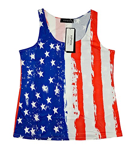 image for DRAGON VINES Womens Plus Size American Flag Tank Top 4th July Tanks US