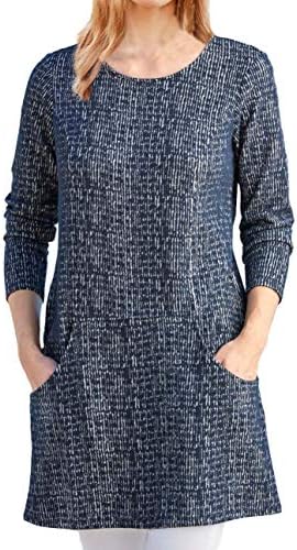 Ladies Navy Stretchy Shift Dress or Long Tunic with Pockets in UK Sizes 12-28, EU 38-54