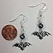 Flying Bat Earrings, Halloween Earrings, with hematite accent beads, on sterling silver earwires