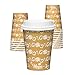 Mana Beans 100 Pack 12 Oz Disposable Coffee Cups With Lids | Thick Insulated Paper, Tight Fitting Lids, Closing Sipper & Stylish Prints | For Work, Office, Commute, Travel, Beverages, Parties & More