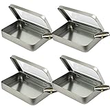Mighty Gadget (R) Clear Top Rectangular Empty Hinged Lid Survival Steel Tin Container for Geocaching or Survival Gear (4 Pack) - 5 1/4” x 3 3/8” x 7/8