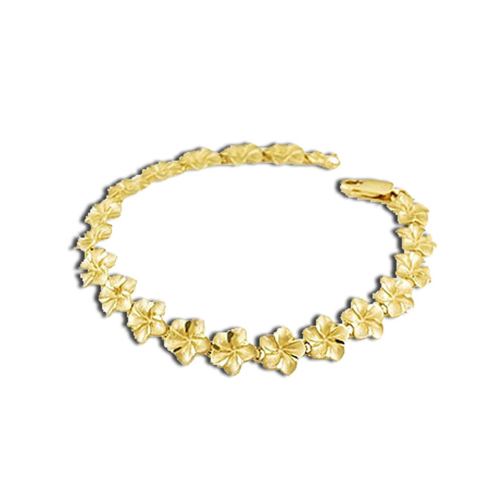 Ladies 14k Yellow Gold Hawaiian Flower Lei Bracelet Link
