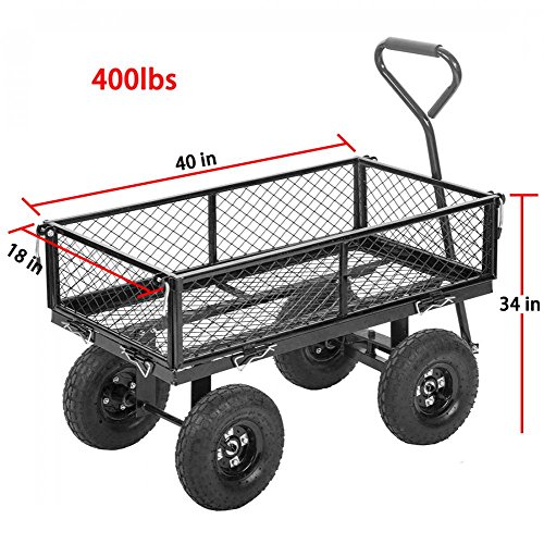 Heavy Duty Steel Wagon Cart Garden Dump Lawn Utility Trailer Yard BestMassage