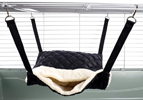 Little Friends Fluffy Lined Hammock with Pouch, Quilted Black
