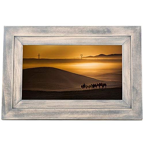 iDeaUSA iDeaPLAY Touchscreen Wi-Fi Photo Frame – 7″ Digital Frame – Driftwood – Wireless – Alarm, Calendar, Night Mode, Background Music, Slideshow – Built-in 8 GB – Built-in Music Player – USB –