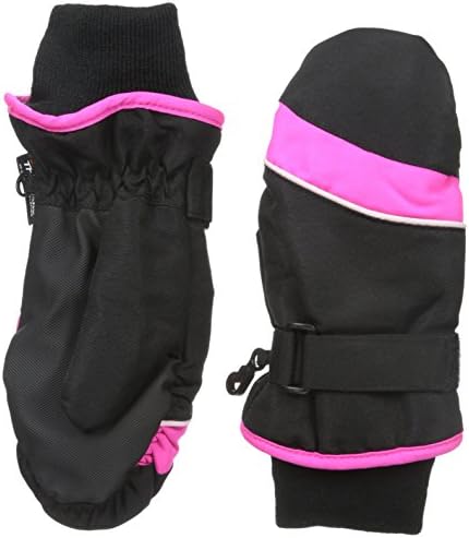 Nolan Gloves Big Girls' Powder Ski Mitten, Black/Pink, Small/Medium