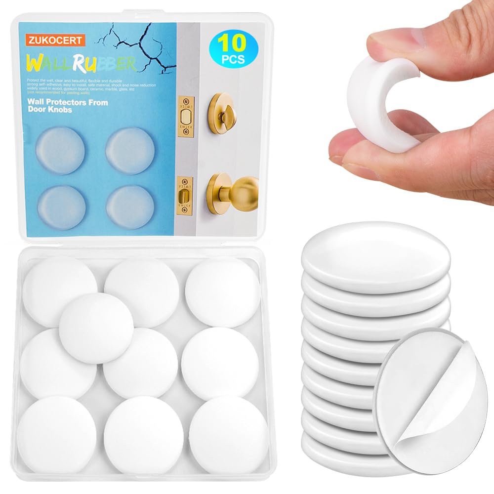 Photo 1 of 10-Pack Round Door Knob Wall Protector 1.57" White Door Stoppers Wall Protector with Strong Self-Adhesive, Quiet,Shock Absorbing Wall Protectors from Door Knobs for Bedroom, Kitchen, Office