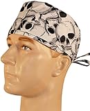Mens and Womens Medical Cap - Large Skulls on Black
