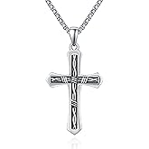 Palpitate S925 Sterling Silver Cross Necklace for Men Women Religious Pendant Christmas Jewelry Gift
