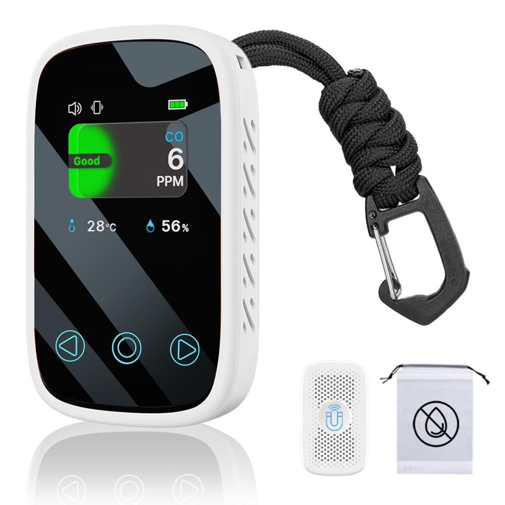 Photo 1 of [3-in-1] Portable Mini Carbon Monoxide Detector with Lanyard,CO Detector, Air Quality Monitor for CO,Temperature & Humidity,Rechargable900mAh, Indoor/Outdoor, Gifted Waterproof Bag & Magnetic Backings