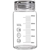 Milisten 260ml Glass Water Cup: Scale Glass Cup Borosilicate Water Bottle with Measurement Markings and Wide Mouth - for Home Use Dishwasher Safe - Easy to Clean
