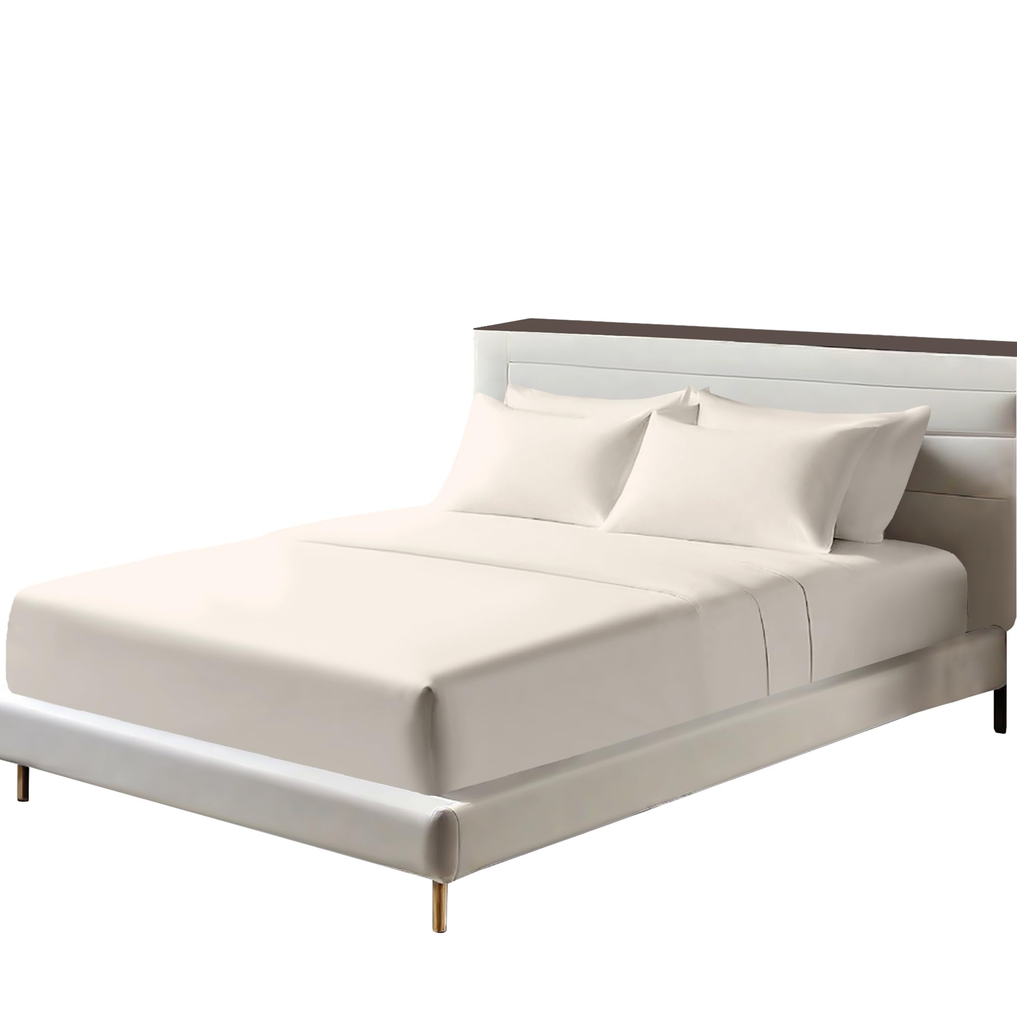 Egyptian Cotton Fitted Sheets 25cm Deep Mattress Pocket 200 Thread Count Fitted Bed Sheet- Soft & Comfortable Bottom Sheet (Cream, Single)