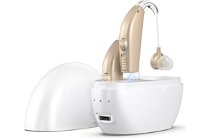 WUVEE Hearing Aids Hearing Amplifiers for Seniors Rechargeable with Noise Cancelling-Hearing Aid Loss Amplifier Seniors&Adults Charging Case&Volume Control Beige