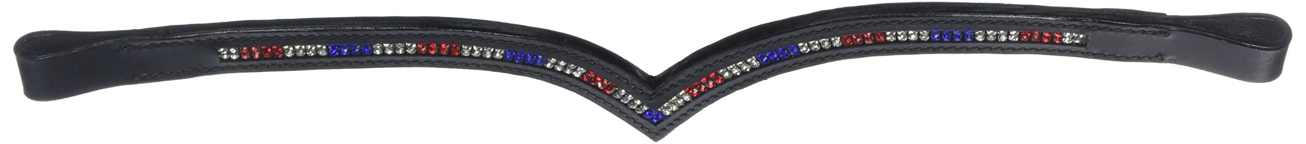 Cwell Equine V Shaped 2 Row *Team GB* Crystal Browband BLACK FULL/COB (FULL 16")