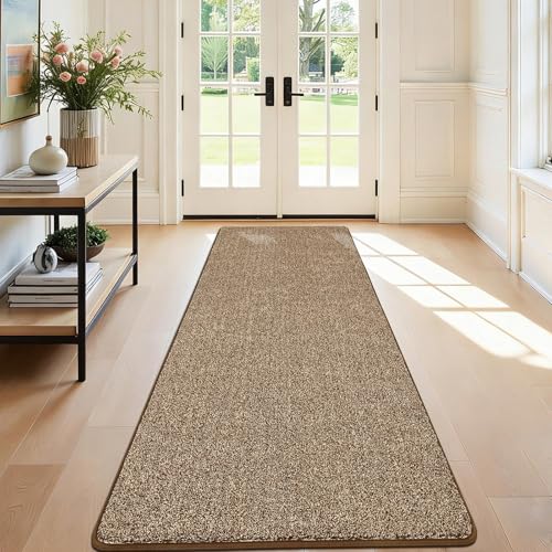 SHACOS Langer Läufer Flur 80x200 cm Braun Läufer Teppich Teppichläufer rutschfest Modern Weich Flurteppich Flurläufer Lang Küchenteppich Waschbar Tepp