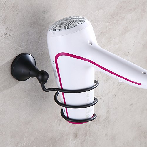 Leyden TM Horn Collection Solid Brass Hair Dryer Holder,Oil Rubbed Bronze, Matte Black - Thumbnail 7