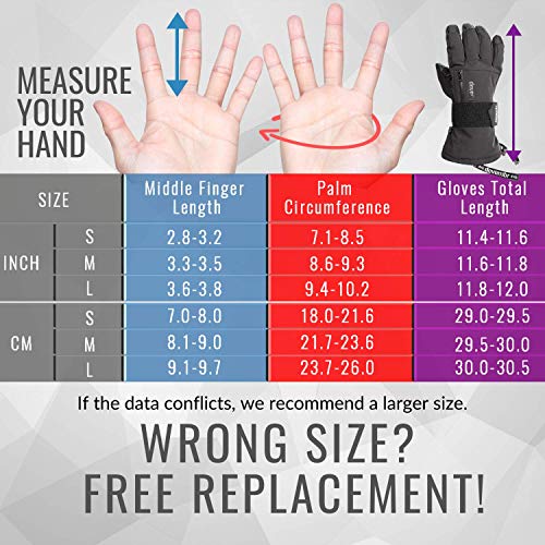 Ski Gloves Men&Women,devembr Snowboard Gloves 3M Thinsulate Insulation(Black,S) - Thumbnail 6
