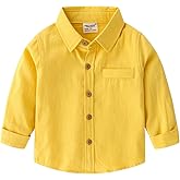 KISBINI Toddler Boys Long Sleeve Dress Shirt Button Up Shirts for Kids 2T-6 Years