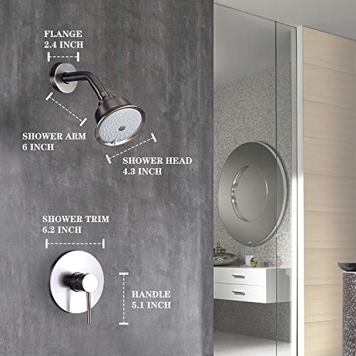 HANEBATH Shower Faucet Set with Pressure Balance Roughin Valve, Brushed Nickel Shower Trim Kit
