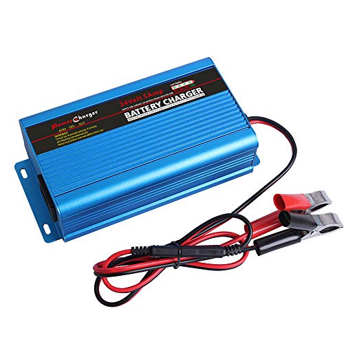 24V 5Amp Automatic Battery Charger Maintainer, Car Battery Charger Maintainer with Alligator Clips for Scooter, Wheelchair, Motorcycle, eBike, Lawn Mower Electric Tools Emergency Light etc - Thumbnail 2