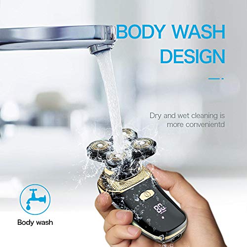 Flowind Electric Razor for Men Bald Head Shavers 5 in 1 Grooming Kit Cordless Rechargeable Beard Trimmer Nose Hair Clippers Shaving Kit Waterproof Rotary Shaver LED Display