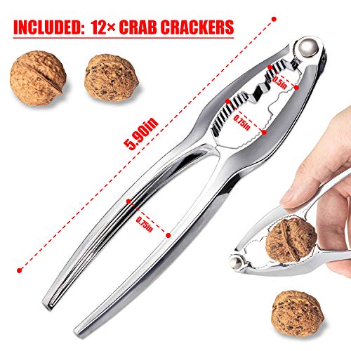20-Pack Crab Crackers & Seafood Tools Set - Heavy Duty Zinc Alloy Nut & Lobster Crackers, Silver