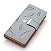 VODIU Women's Long Leaf Bifold Wallet Leather Card Holder Purse Clutch Wallet (4Blue)