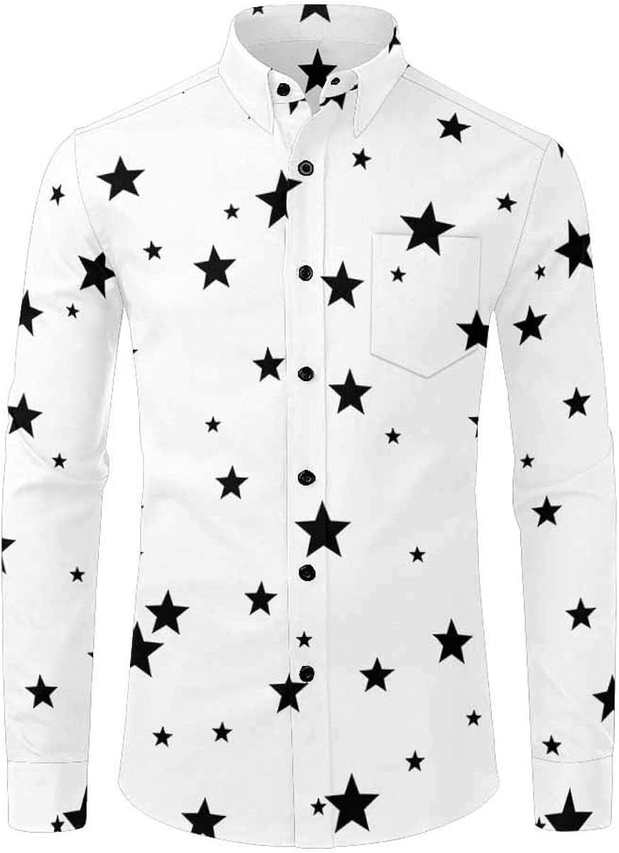 mens black t shirt with white stars