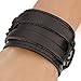 INBLUE Men's Alloy Genuine Leather Bracelet Bangle Cuff Black